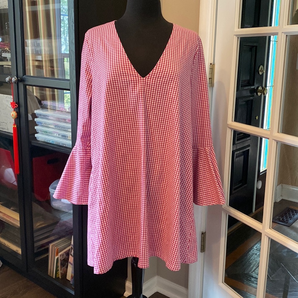 Free People, pink gingham, size large